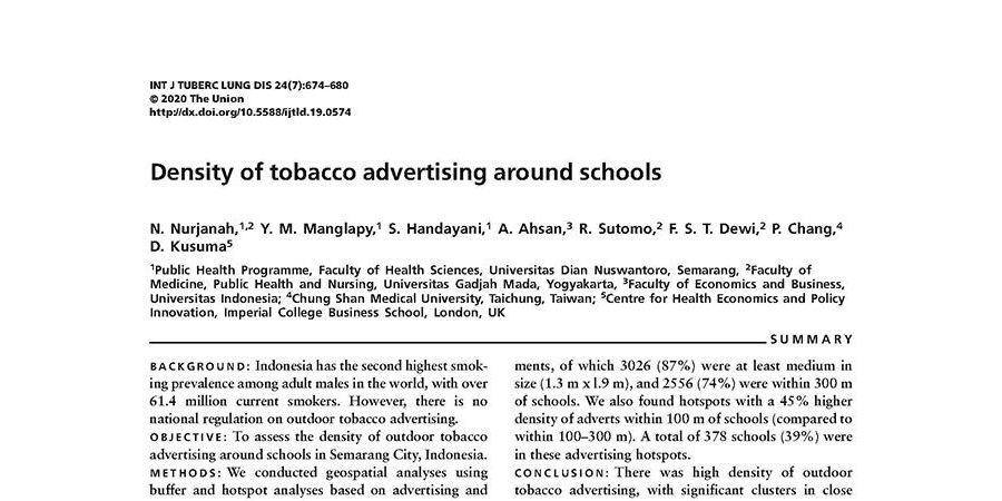 Density of tobacco advertising around schools