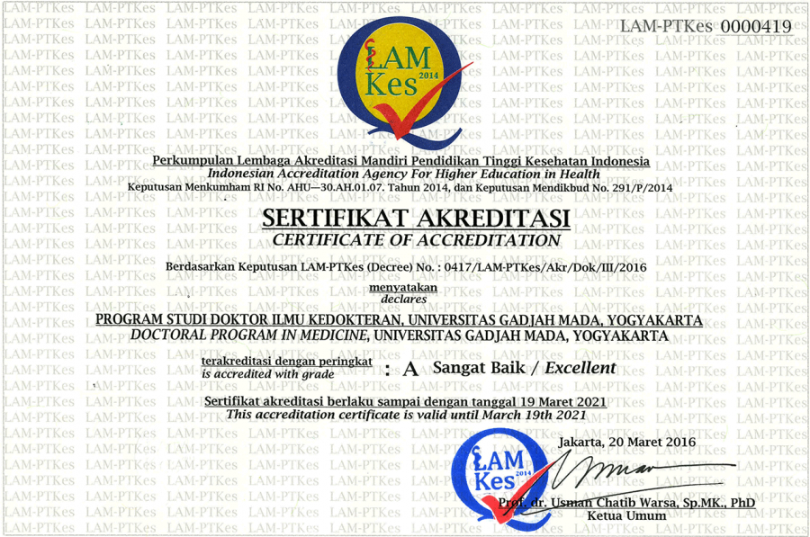 Sertifikat Akreditasi LAM-PTKes 2016